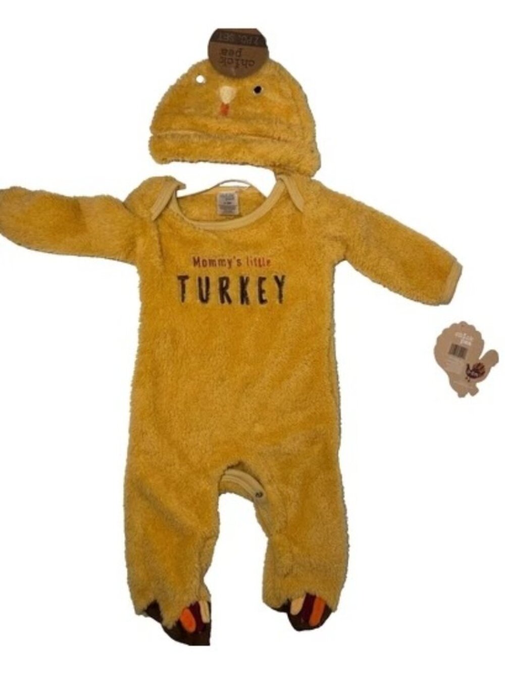 Chick Pea 0-3m NWT Thanksgiving Mommy's Little Turkey romper warm Holiday footie